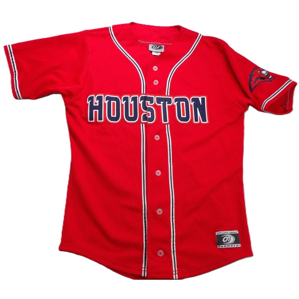 OT Sports Houston Cougars Jersey Youth XL Red Button Front NCAA Made USA Basebal